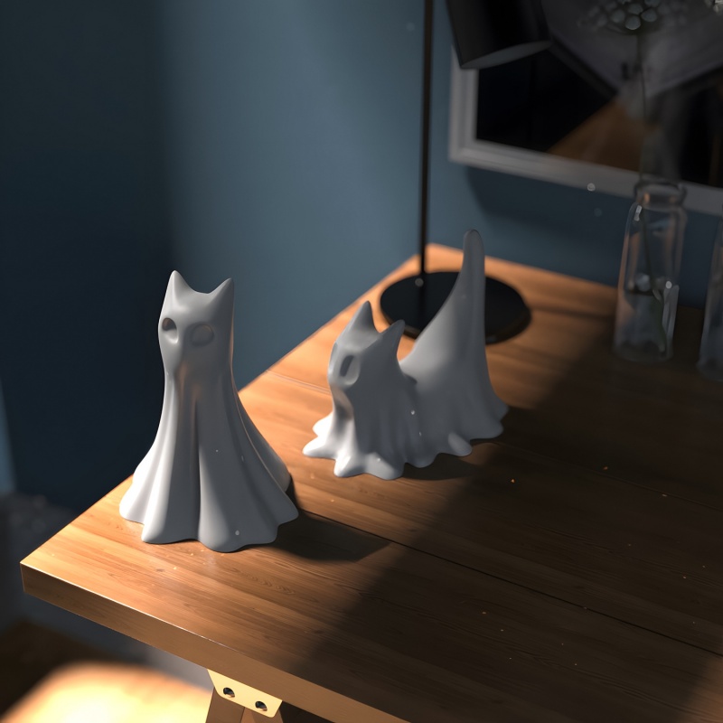 Ghost Cat Halloween Desktop Or - Candle Making Ideas review and price