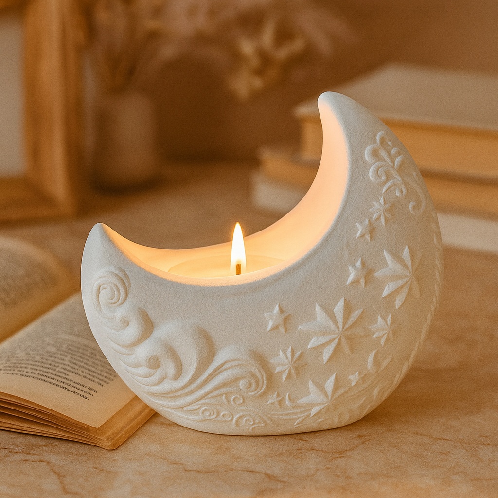 3d Relief Moon Gypsum Resin Mo - Candle Making Process review and price