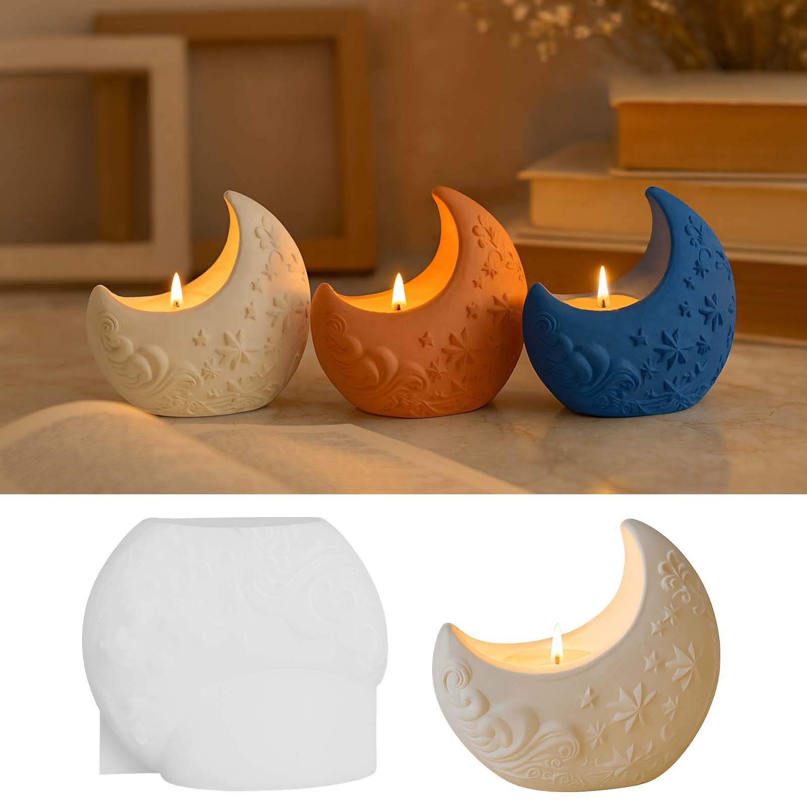 3d Relief Moon Gypsum Resin Mo - Candle Making Process review and price